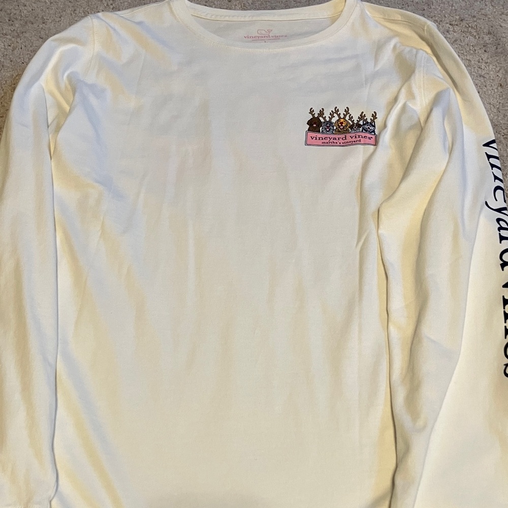 Vineyard Vines Holiday Dogs Long Sleeve White Shirt L - Picture 1 of 5